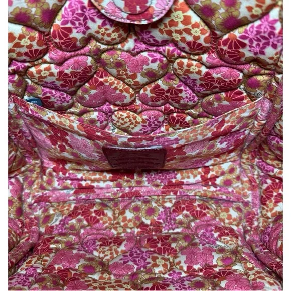 **SOLD**Brighton Vintage Floral Print Heart-Quilted Dual Strap Tote Dust Bag - Picture 9 of 13